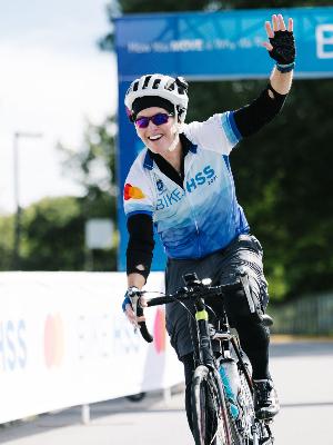 Crossing the finish line last year!